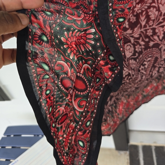 Indian Boho Paisley Kaftan Flowy Dress One Size Women Red Black Art To Wear New - Picture 11 of 13